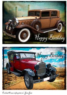 2 Vintage Cars Quick Card Fronts