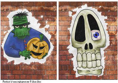 Graffiti Style Halloween Card Fronts