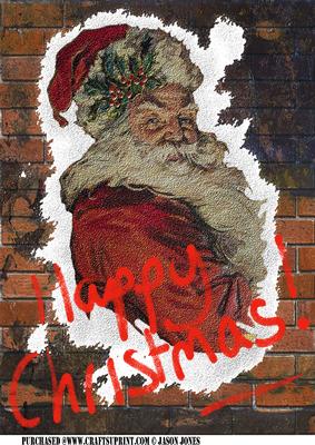 Street Art Style Santa Card