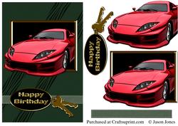 Red Sports Car Birthday Card