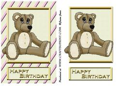 Birthday Teddy Bear Girl Card Front