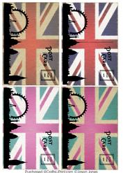 Vintage Union Flag (union Jack) Cityscape Postcards