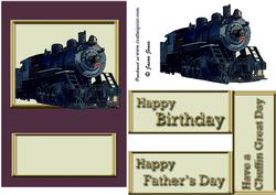 Burgundy Steam Train Card Front.