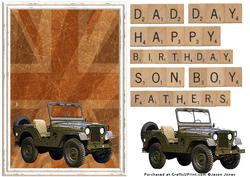 Willy Jeep on a Vintage Flag Background