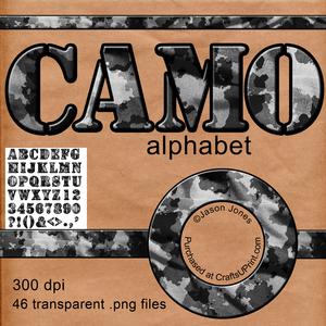 Grey Camouflage Army Alphabet