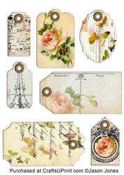 Flowers and Butterflies Vintage Tags