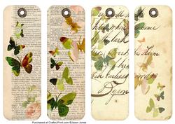Butterflies and Flowers Vintage Bookmarks - Set Three