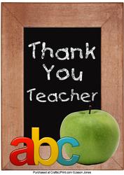 Thank You Teacher A4 Card Front