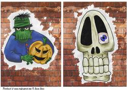 Graffiti Style Halloween Card Fronts