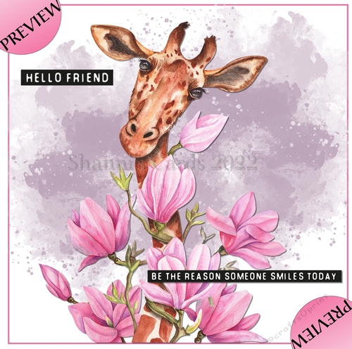 Giraffe with pink flowers mini kit