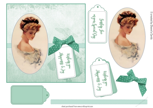 Vintage Lady Oval sheet Aqua
