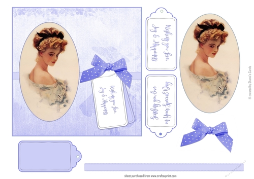 Vintage Lady Oval sheet Blue