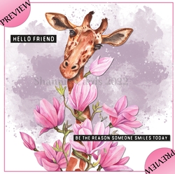 Giraffe with pink flowers mini kit