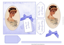 Vintage Lady Oval sheet Blue