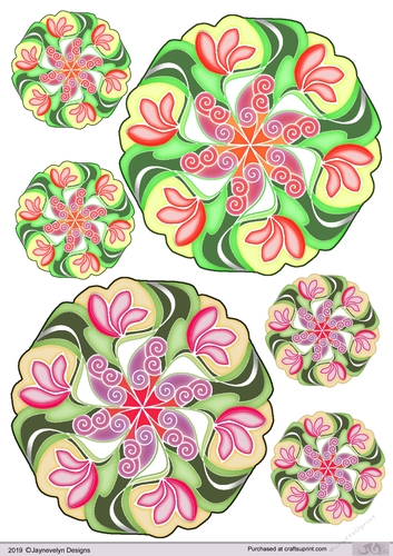 Floral circular topper reds and pinks