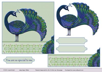 Peacock in Green and Floral Background