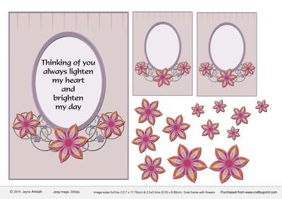 Thinking of You Sentiment in Oval Frame and Flowers
