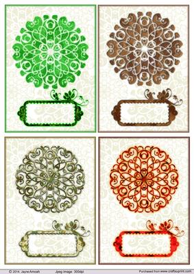 4 Decorative Christmas Floral Cirles