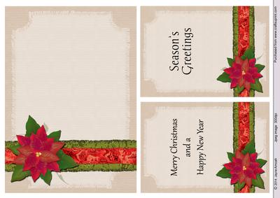 Poinsettia on Ribbon and Brown Paper