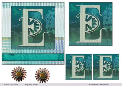 E Alphabet "deco Caps" Card Front