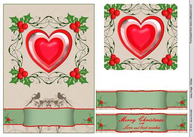 Decorative Heart (2) in Holly Frame