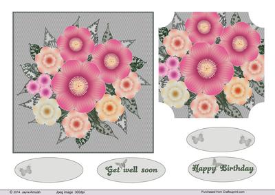Bouquet of Pink and Orange Flowers with Grey Backgound