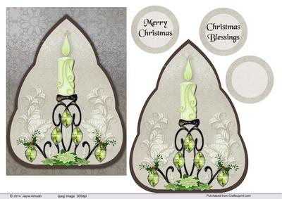 Christmas Candles, Baubles in Greys, Browns and Greens