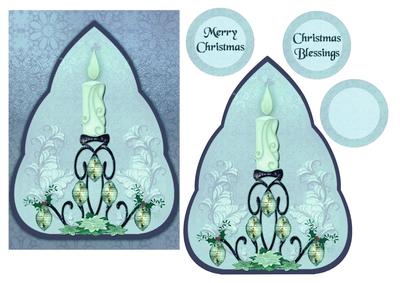 Christmas Candles, Baubles and Flora in Blues
