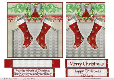 Red Christmas Stockings and Wreath