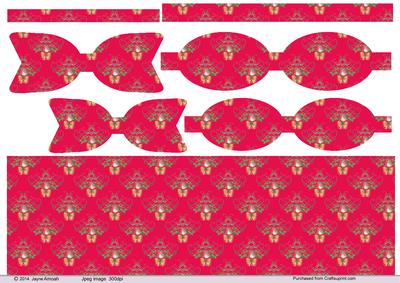 Christmas Robin Paper Bows and Dark Pink Background Paper