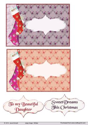 Decorative Card Front Wiith Christmas Stockings