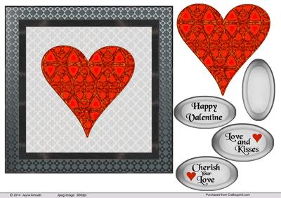 Heart Withgrey Geofloral Background