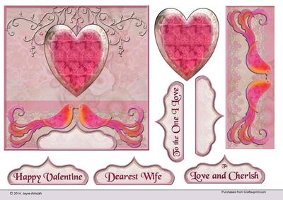 Heart and Love Birds in Pinks