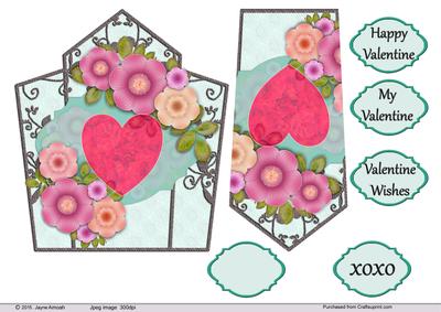 Heart and Flowers in Art Deco Frame