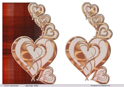 Gold Link Hearts3 - Red Blacked Background