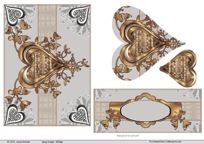 Decorative Heart-heart Decoupage-bronze-gold