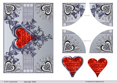 Decorative Heart-corner Layers - Red & Blues