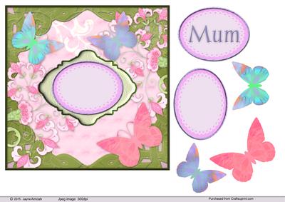 Celtic-floral, Mothers Day Card with Butterflies