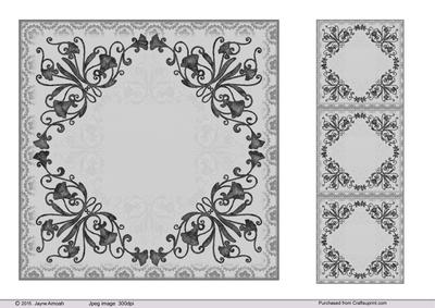 Floral Corner Card Blanks-monochrome