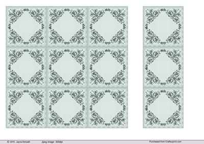 7x7 Floral Tiles, Blue