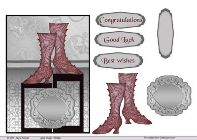 Red-brown Victorian Boots in Black Monotones Background
