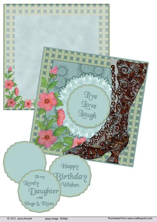 Victorian Boots in Floral Card Front