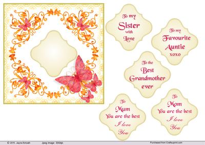 Corner Floral Design with Pink Butterflies