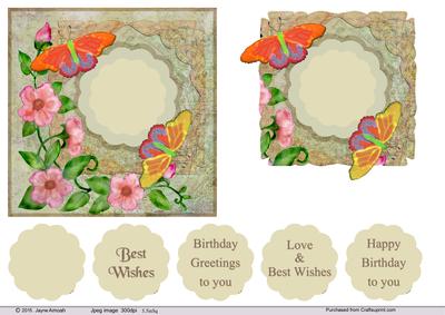 Floral, Butterflies with Celtic Frame