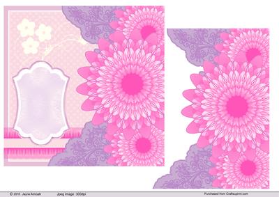 6.75 Stylised Pink and Purple Flower Design