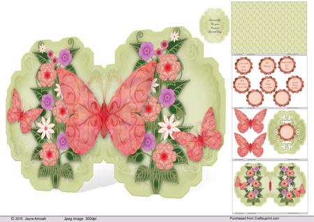 Flowers and Butterflies -shaped Card