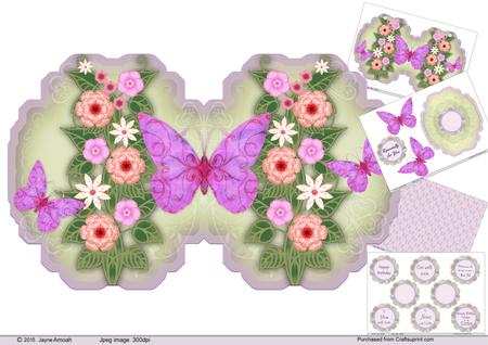 Flowers and Butterflies -shaped Card 3