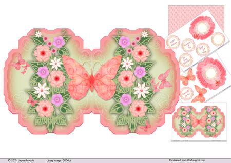 Flowers and Butterflies -shaped Card 2