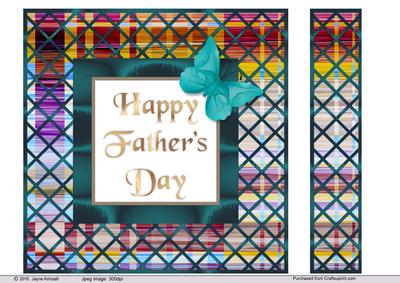 Happy Fathers Day -multicoloured Stripes with Butterfly