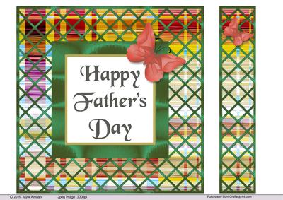 Happy Fathers Day -multicoloured Stripes with Butterfly 2